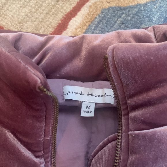 Rachel Parcell Velvet lavender purple jacket designer Fall pink thread 6 M - Picture 7 of 10
